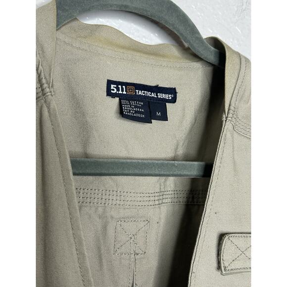 5.11 Tactical Series Tan Canvas Vest Pockets Button Zip Outdoor Hunting Medium - Picture 3 of 7